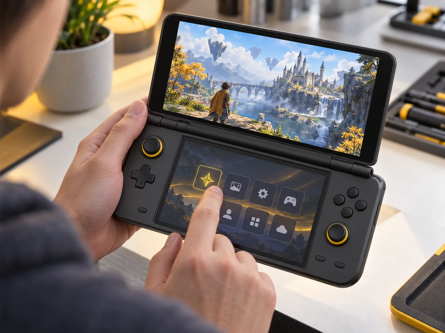 Thor с игрой 3DS: верх на большом экране, нижняя картинка на сенсорном дисплее